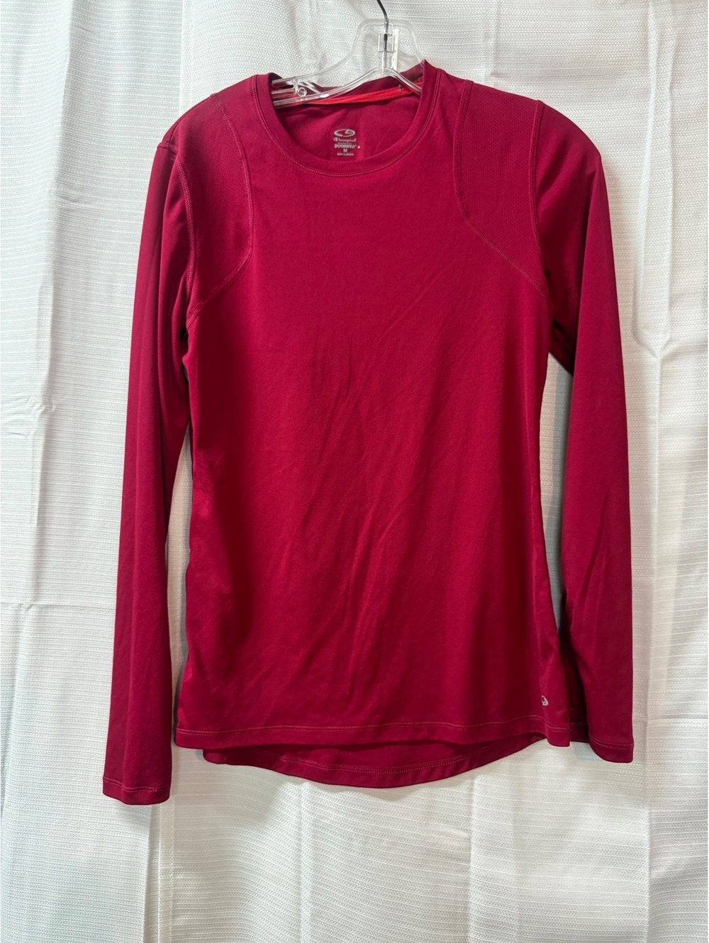 Champion DUODRY+ Long Sleeve Athletic Shirt Medium Red